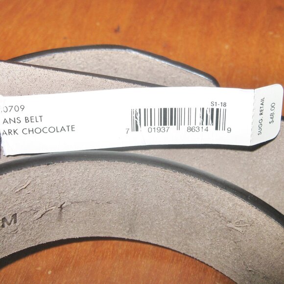 Cole Haan Brown Belt Mens Sz M (34-36) Dark Chocolate Brown NWT Goldtone Buckle - Picture 4 of 9